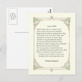 Shakespeare Sonnet # 18 Briefkaart (Voorkant / Achterkant)