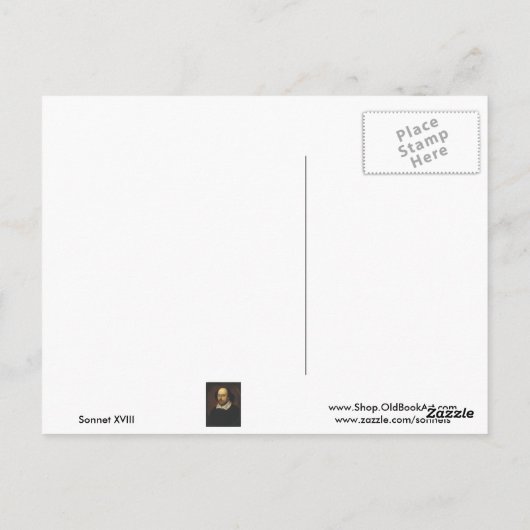 Shakespeare Sonnet # 18 Briefkaart (Achterkant)