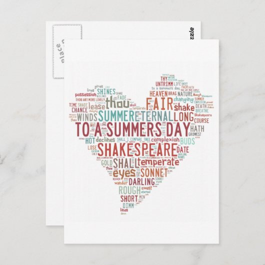 Shakespeare Sonnet 18 Briefkaart (Voorkant / Achterkant)