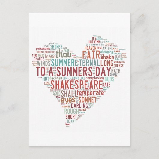 Shakespeare Sonnet 18 Briefkaart (Voorkant)