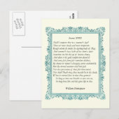 Shakespeare Sonnet # 18 Briefkaart (Voorkant / Achterkant)