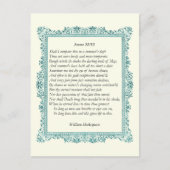 Shakespeare Sonnet # 18 Briefkaart (Voorkant)