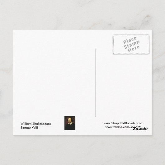 Shakespeare Sonnet # 18 Briefkaart (Achterkant)