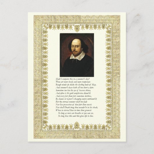Shakespeare Sonnet # 18 Briefkaart (Voorkant)