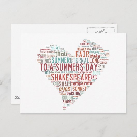 Shakespeare Sonnet 18 Briefkaart (Voorkant / Achterkant)