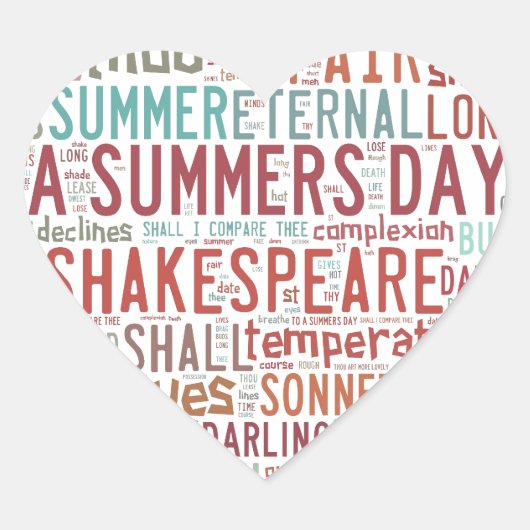 Shakespeare Sonnet 18 Hart Sticker (Voorkant)