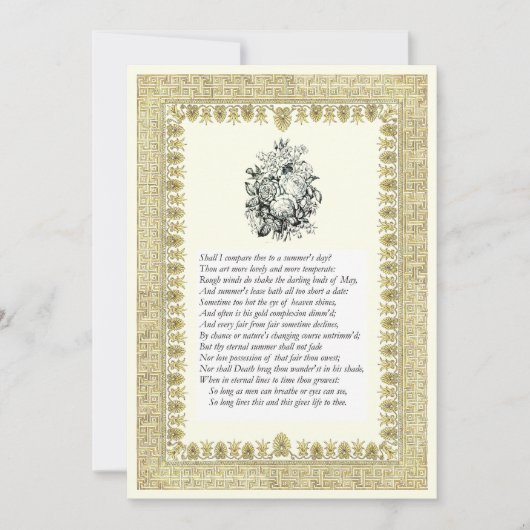 Shakespeare Sonnet # 18 Kaart (Voorkant)