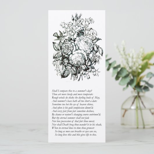 Shakespeare Sonnet # 18 Kaart (Staand voorkant)