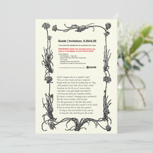 Shakespeare Sonnet # 18 Kaart (Staand voorkant)