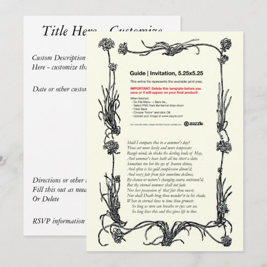 Shakespeare Sonnet # 18 Kaart (Voorkant / Achterkant)