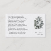 Shakespeare Sonnet # 18 Visitekaartje (Achterkant)