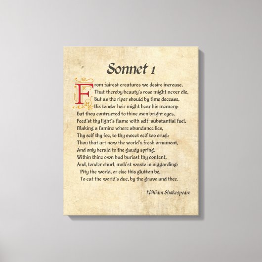 Shakespeare Sonnet 1 Parchment Canvas Afdruk (Voorkant)