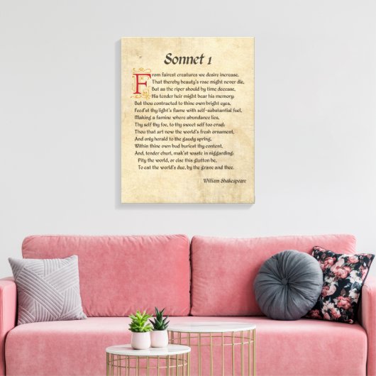 Shakespeare Sonnet 1 Parchment Canvas Afdruk (Insitu (Woonkamer))