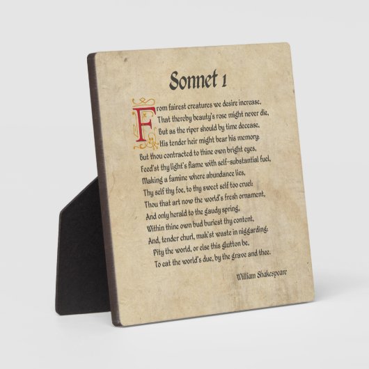 Shakespeare Sonnet 1 Parchment Fotoplaat (Voorkant)