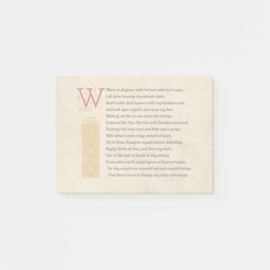 Shakespeare Sonnet 29 (XXIX) op Parchment Post-it® Notes (Voorkant)