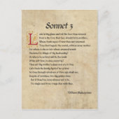 Shakespeare Sonnet 3 Parchment Briefkaart (Voorkant)
