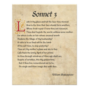 Shakespeare Sonnet 3 Parchment Foto Afdruk