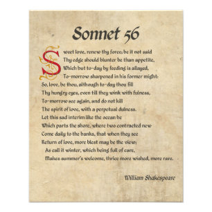 Shakespeare Sonnet 56 Parchment Foto Afdruk
