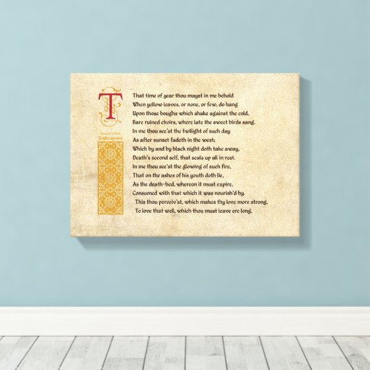 Shakespeare Sonnet 73 (LXXIII) op het perkament Canvas Afdruk (Insitu (Houten vloer))