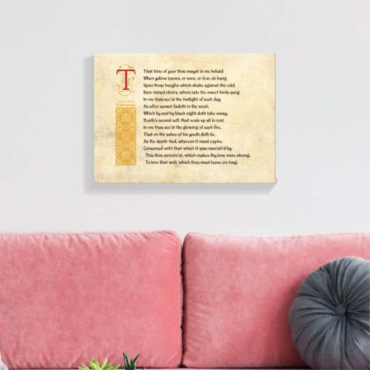 Shakespeare Sonnet 73 (LXXIII) op het perkament Canvas Afdruk (Insitu (Woonkamer))