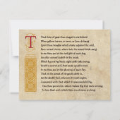 Shakespeare Sonnet 73 (LXXIII) op het perkament Kaart (Achterkant)