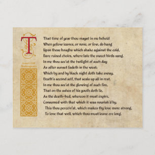 Shakespeare Sonnet 73 (LXXIII) op het perkament Kaart