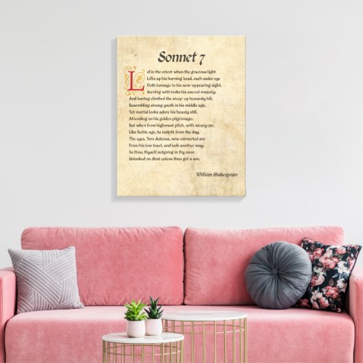 Shakespeare Sonnet 7 Parchment Canvas Afdruk (Insitu (Woonkamer))