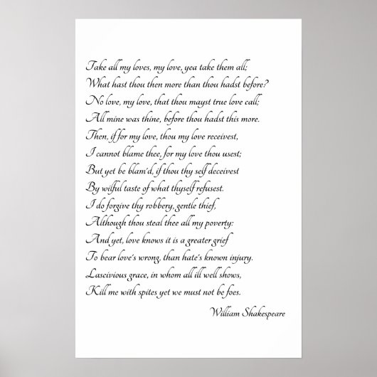 Shakespeare Sonnet Art Poster (Voorkant)