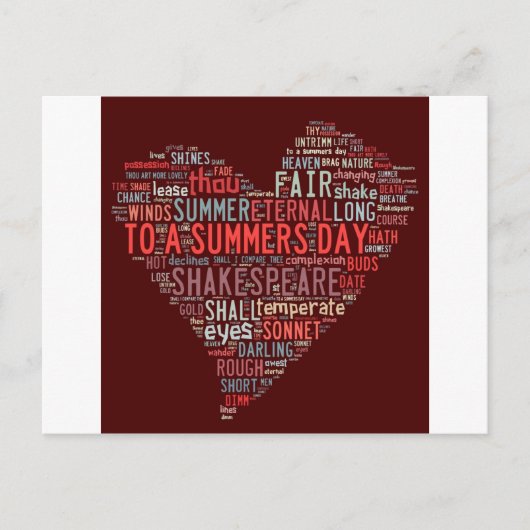 Shakespeare Sonnet Briefkaart (Voorkant)