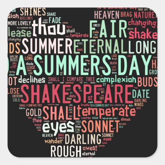 Shakespeare Sonnet Vierkante Sticker (Voorkant)