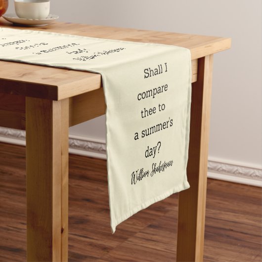 Shakespeare Summer Quote Decor For Home Korte Tafelloper (Voorbeeld)