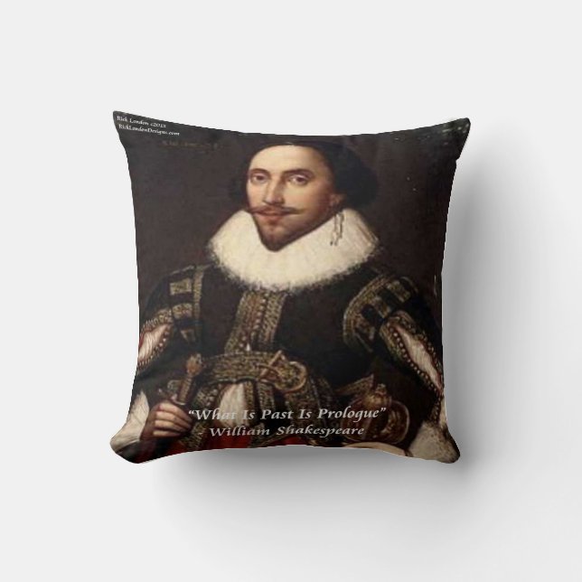 Shakespeare & "Verleden is Proloog" Quote Worpkuss Kussen (Voorkant)