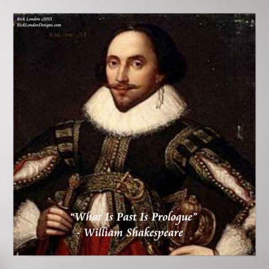Shakespeare & "Verleden/Proloog" Quote Poster (Voorkant)