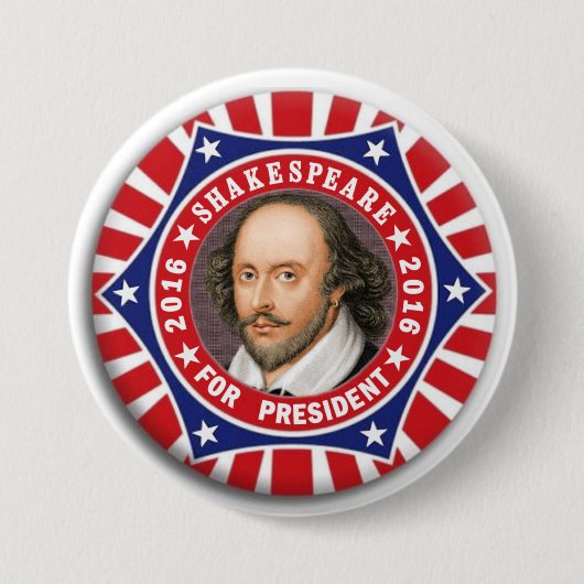 Shakespeare voor President 2016 Ronde Button 7,6 Cm (Voorkant)