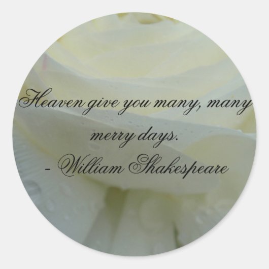 Shakespeare White Rose Quote Ronde Sticker (Voorkant)