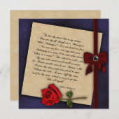 Shakespearean Roos Gothic Wedding Kaart (Voorkant / Achterkant)