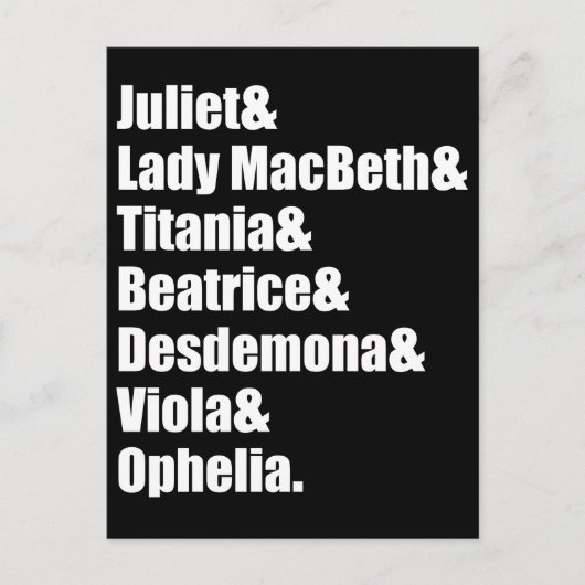Shakespeare's Dames Briefkaart (Voorkant)