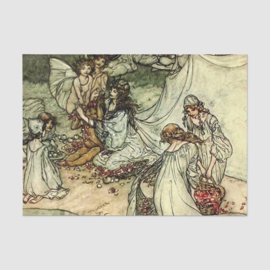 Shakespeares fee “Titania” door Arthur Rackham Tissuepapier (Voorkant)