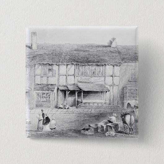 Shakespeare's geboorteplaats vierkante button 5,1 cm (Voorkant)
