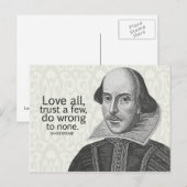 Shakespeare's Love All, vertrouw op een paar, doe. Briefkaart (Voorkant / Achterkant)