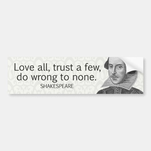 Shakespeare's Love All, vertrouw op een paar, doe. Bumpersticker (Voorkant)