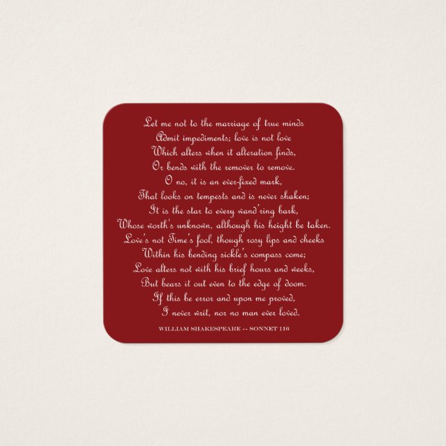 Shakespeare's Sonnet 116 Square Magnet Vierkante Visitekaartjes (Voorkant)