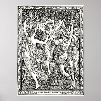 Shakespeare's Tempest Illustration Engraving Poster