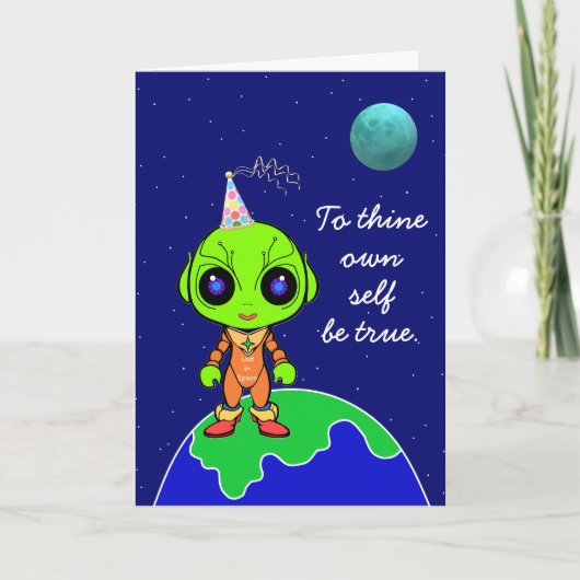 Shakespearian w/ Alien Birthday Card by Jo Images Aankondiging (Voorkant)