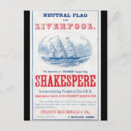 Shakespere Clipper zeilschip 1861 Briefkaart