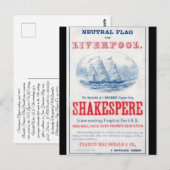 Shakespere Clipper zeilschip 1861 Briefkaart (Voorkant / Achterkant)