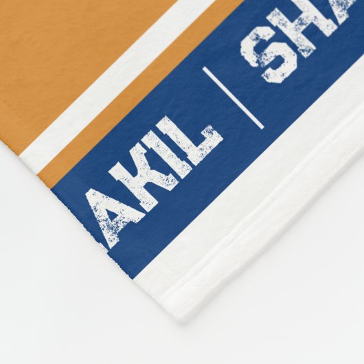 Shakil-naam: sportmonogram golden blue fleece deken (Hoek)
