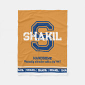 Shakil-naam: sportmonogram golden blue fleece deken (Voorkant)