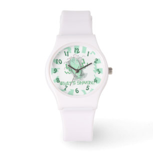 Shakin Milkshake Fun Dessert Slogan Horloge