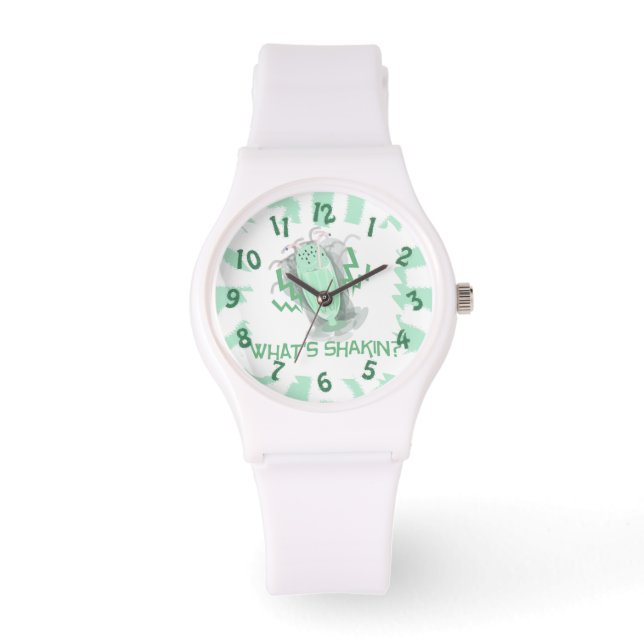 Shakin Milkshake Fun Dessert Slogan Horloge (Voorkant)